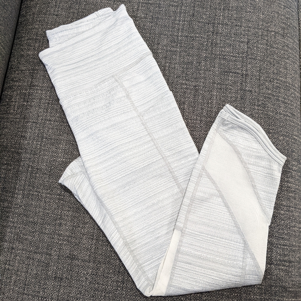 Athleta Light Gray Striped Leggings